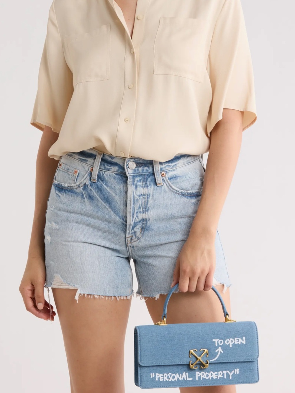 OFF-WHITE denim bag with shoulder strap , full inclusion